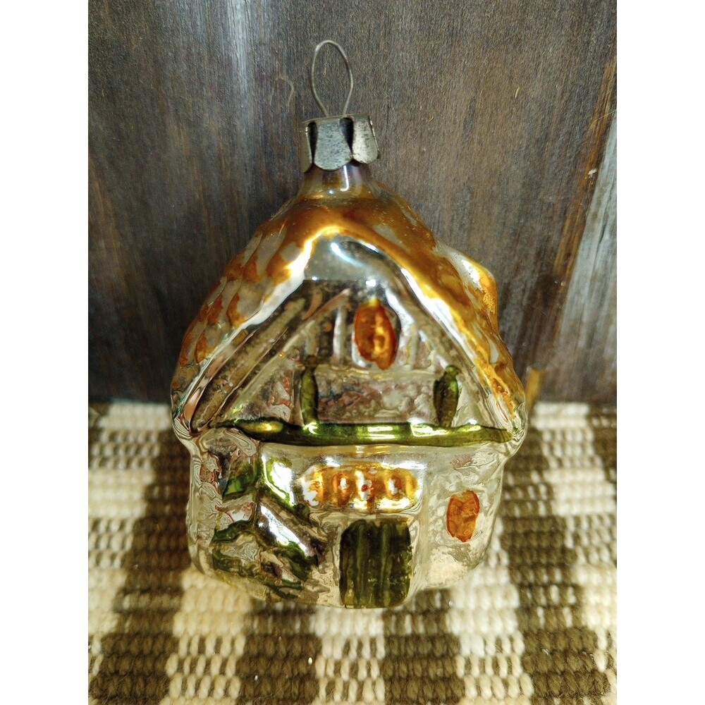 Vintage Mercury Glass House Christmas Ornament West Germany